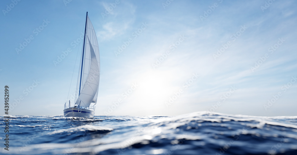 Sailing yacht on the ocean